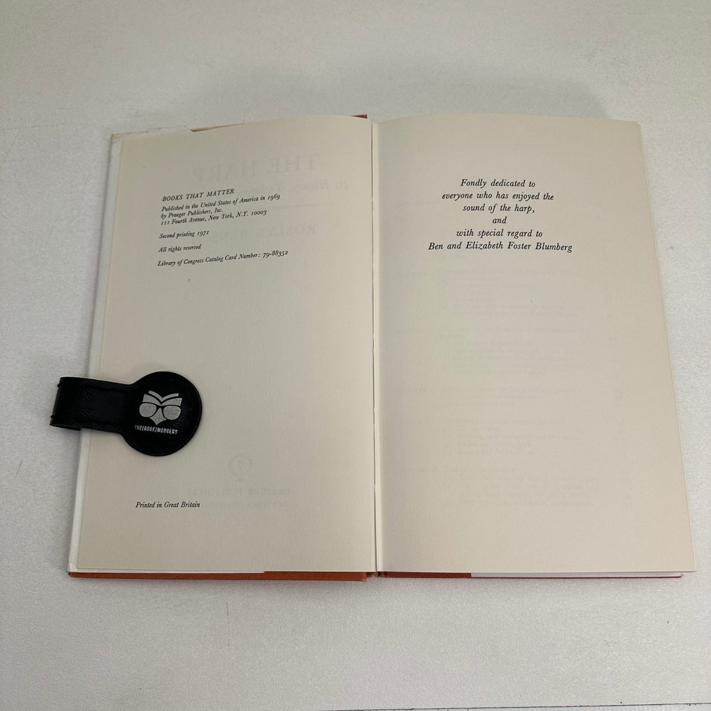 The Harp Roslyn Rensch 1971 Second Printing Music History Praeger
