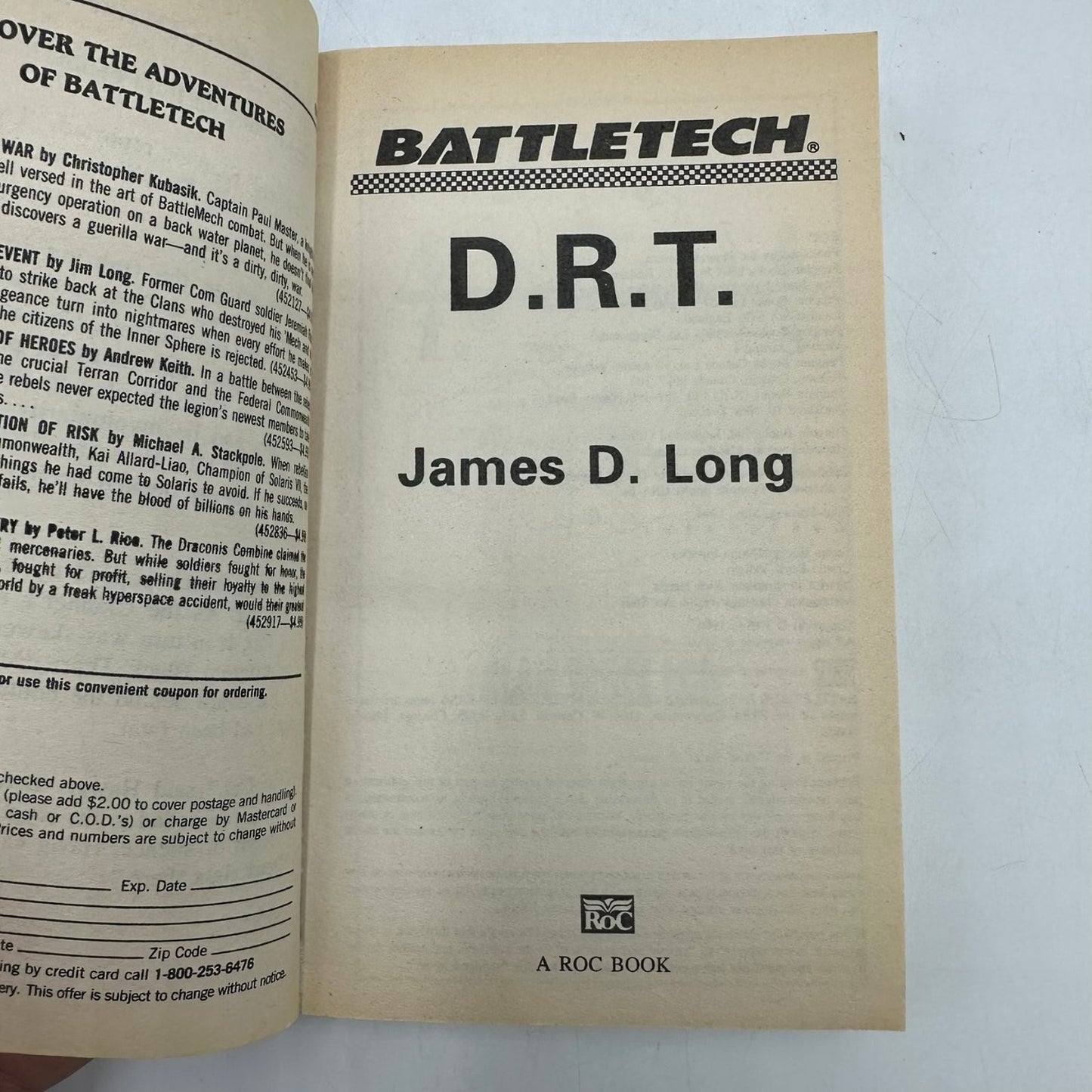 BattleTech D.R.T. Dead Right There James D. Long 1994 First Printing ROC