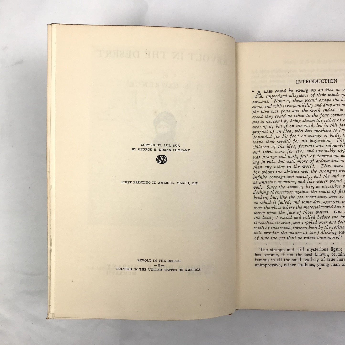 Revolt in the Desert First Edition Hardcover Book by Thomas Edward Lawrence 1927