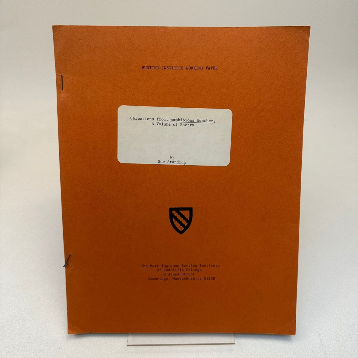 Selections from Amphibious Weather Sue Standing 1979 Poetry Working Paper SIGNED