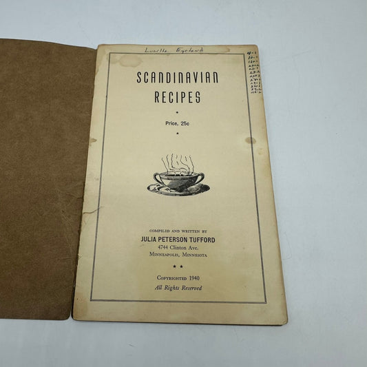 111 Scandinavian Recipes Julia Peterson Tufford 1940 Vintage Cookbook