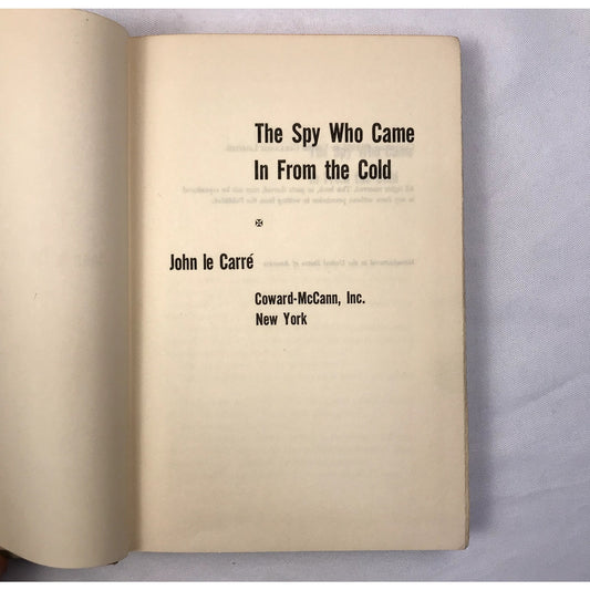 The Spy Who Came in from the Cold Novel Hardcover Book by John le Carré 1963