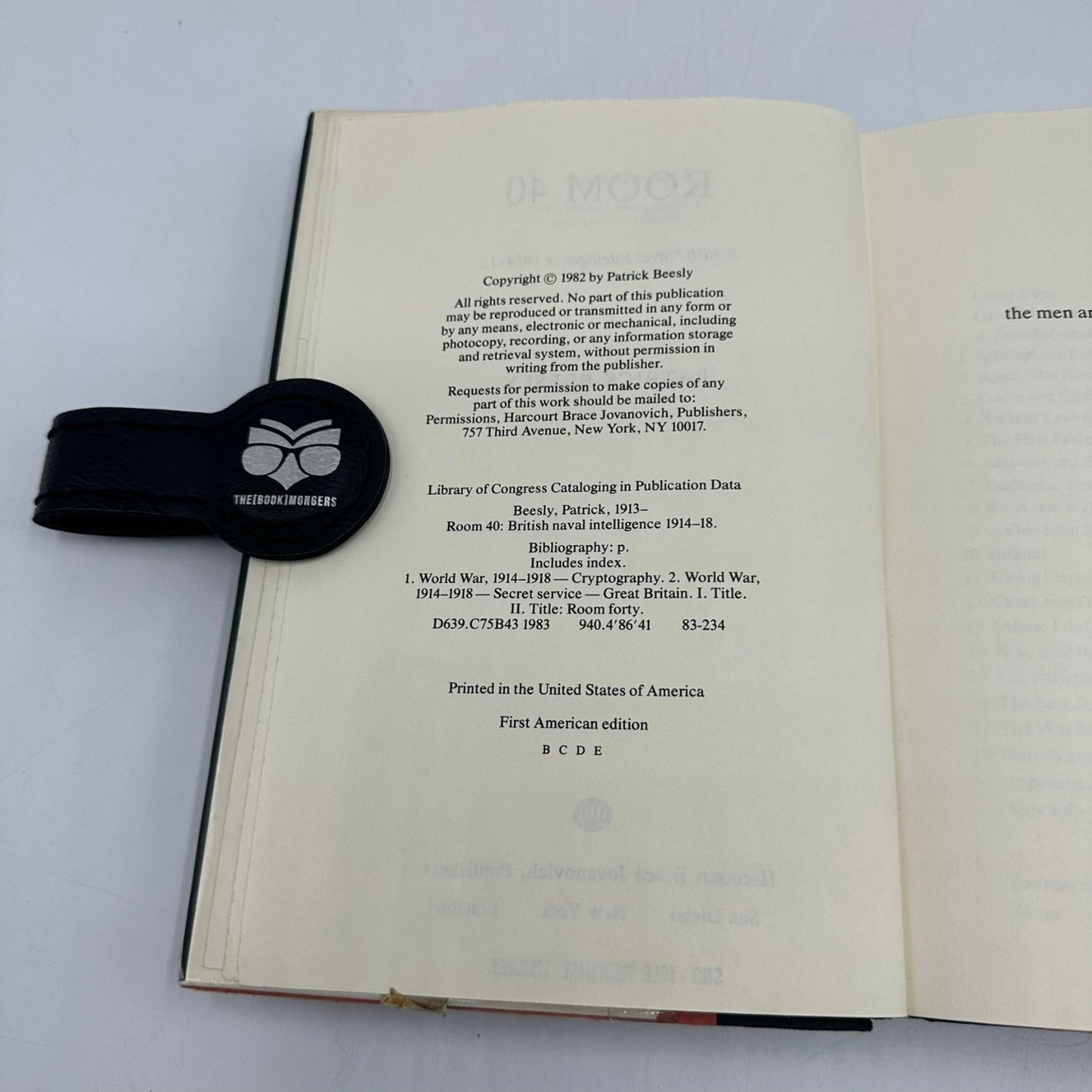 Room 40 British Naval Intelligence 1914-1918 Patrick Beesley 1982 1st Ed HB DJ