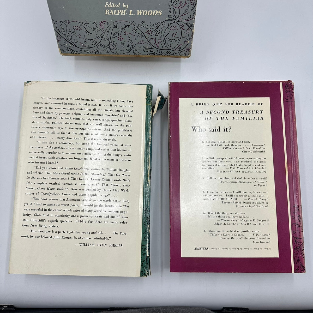 A Treasury of the Familiar Ralph L Woods Vol I & II Box Set Literature Fiction