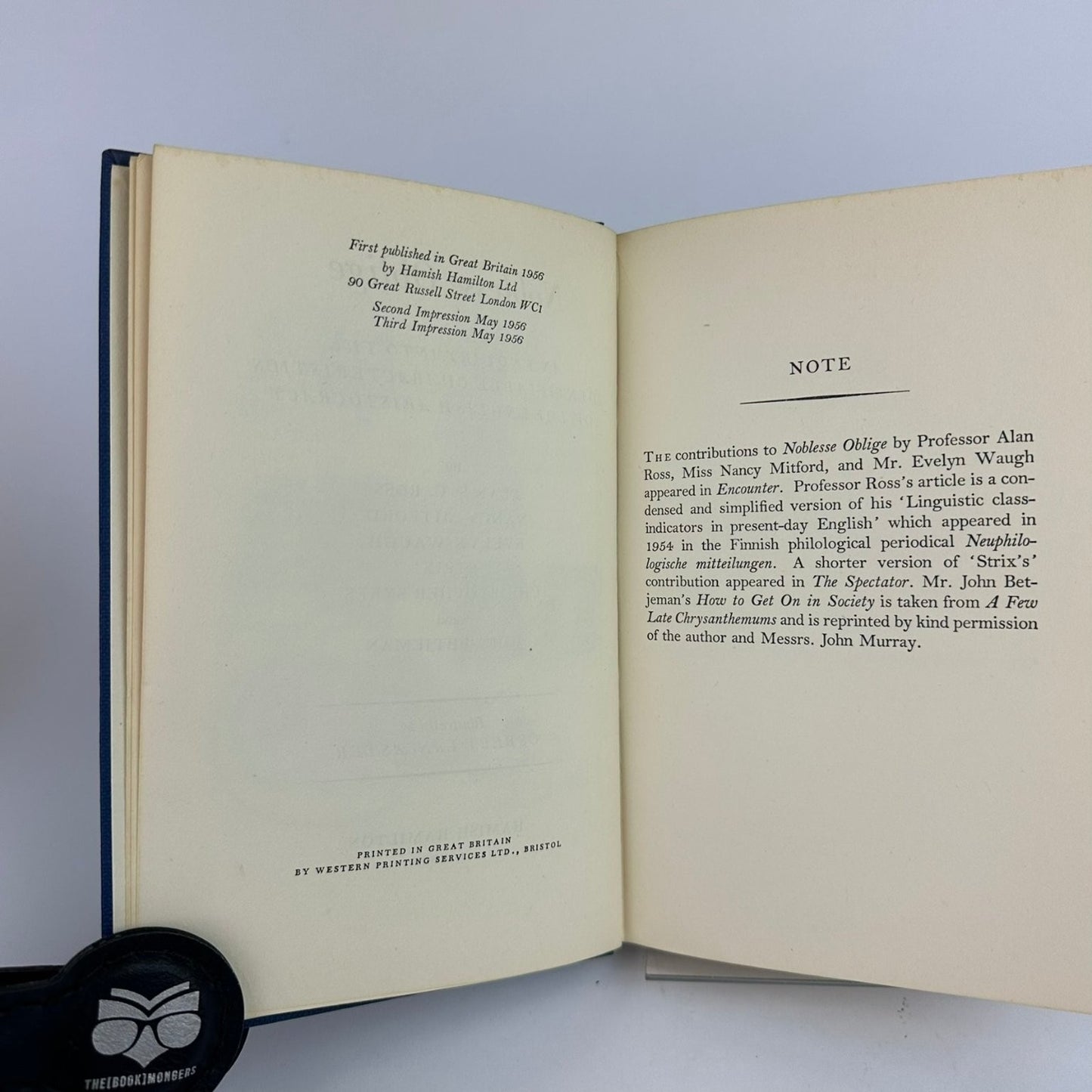 Noblesse Oblige Nancy Mitford 1956 1st Ed English Aristocracy Hamish Hamilton