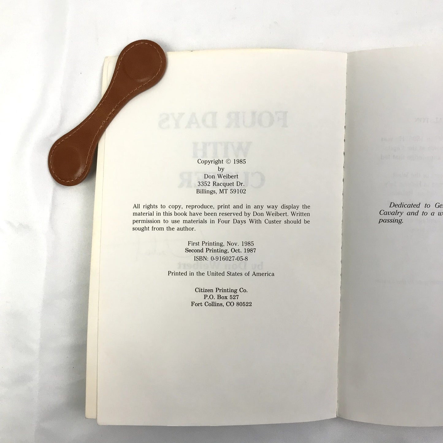 Four Days with Custer Signed Illustrated Paperback Book by Don L. Weibert 1985