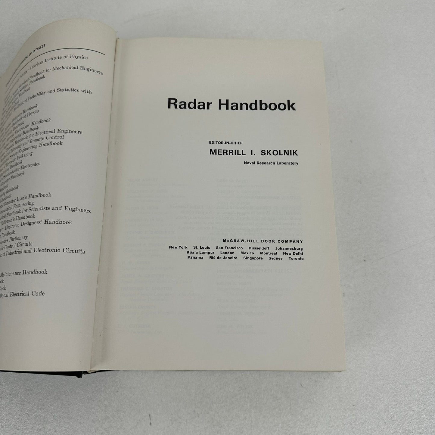 Radar Handbook Merrill Skolnik Technology Engineering Naval Research Laboratory