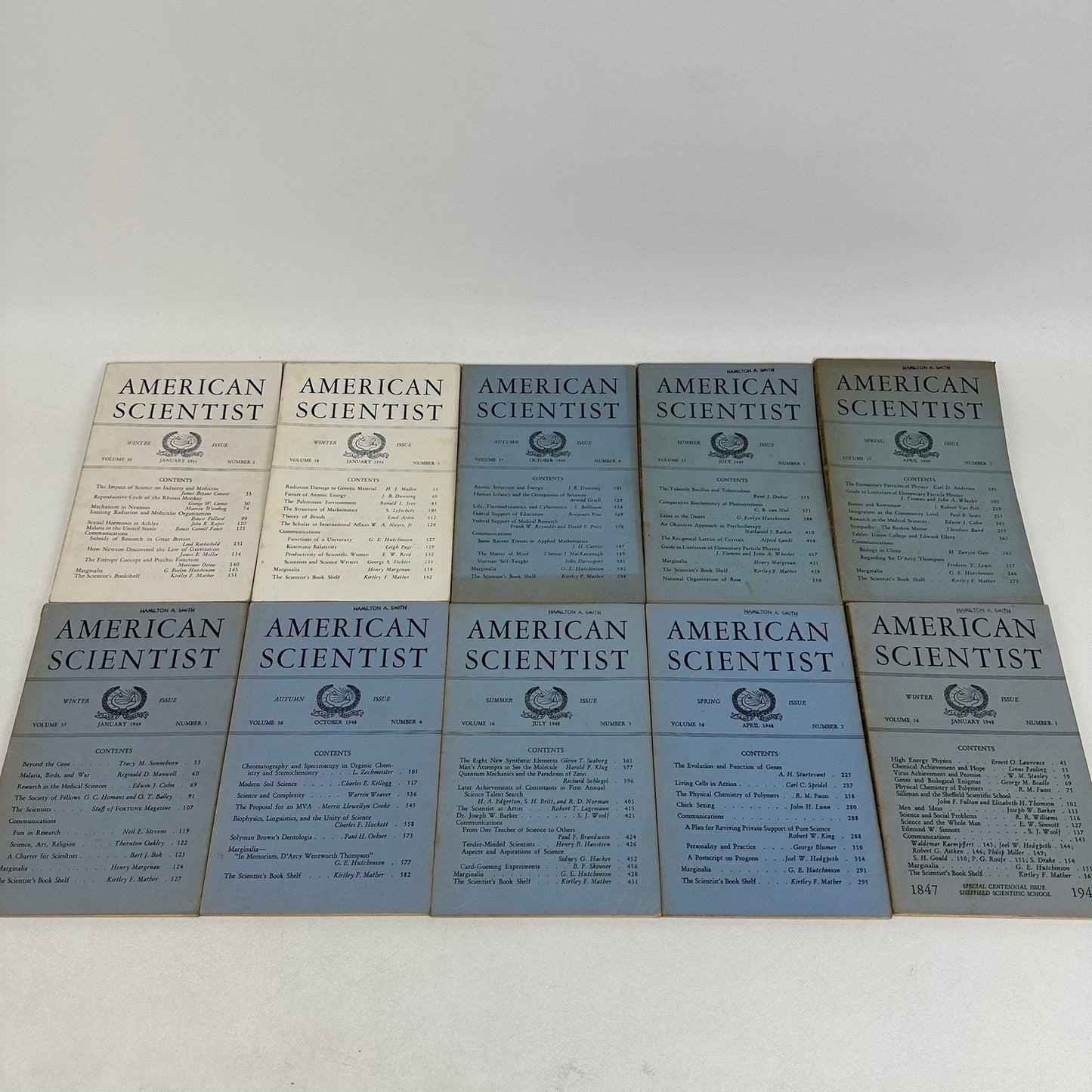 American Scientist Magazines 1948 to 1951 Lot of 10 Research Science Technology