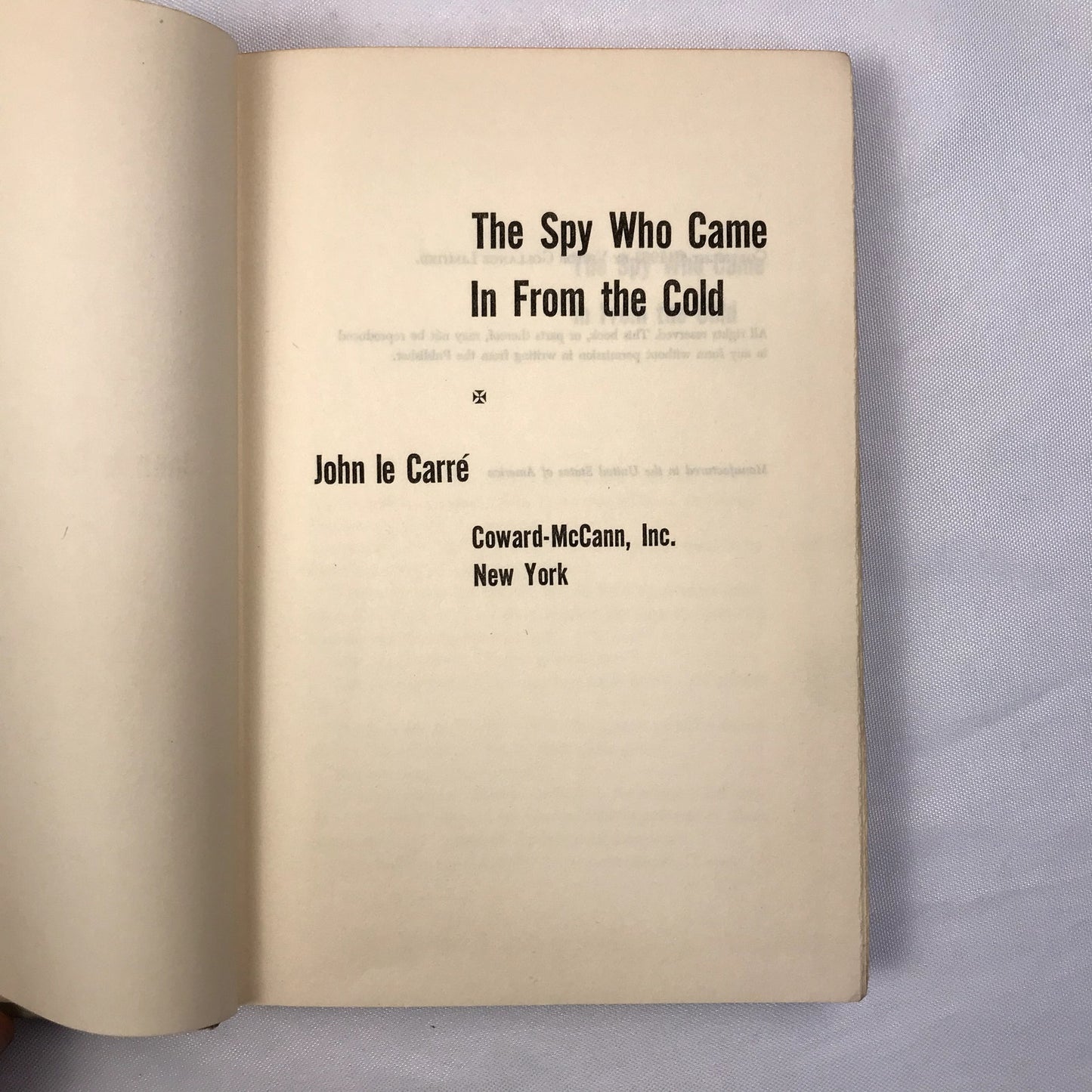 The Spy Who Came in from the Cold Novel Hardcover Book by John le Carré 1963