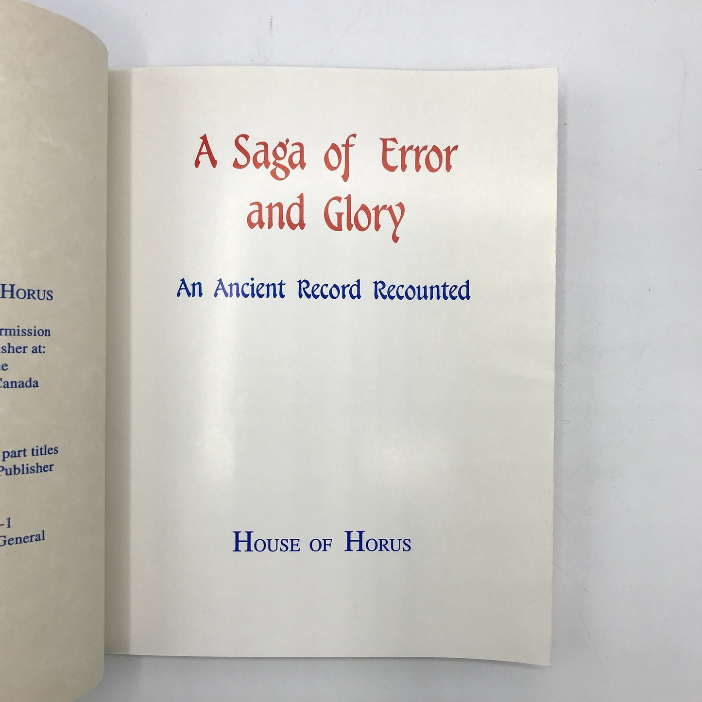 A Saga of Error and Glory Charles Muses Ancient Record Recounted Esoteric 1997