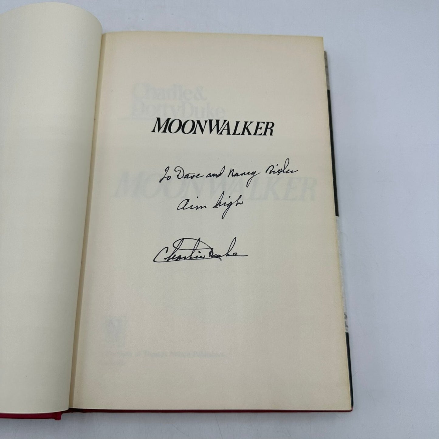 Moonwalker Charlie & Dotty Duke 1990 SIGNED Astronaut NASA Dust Jacket