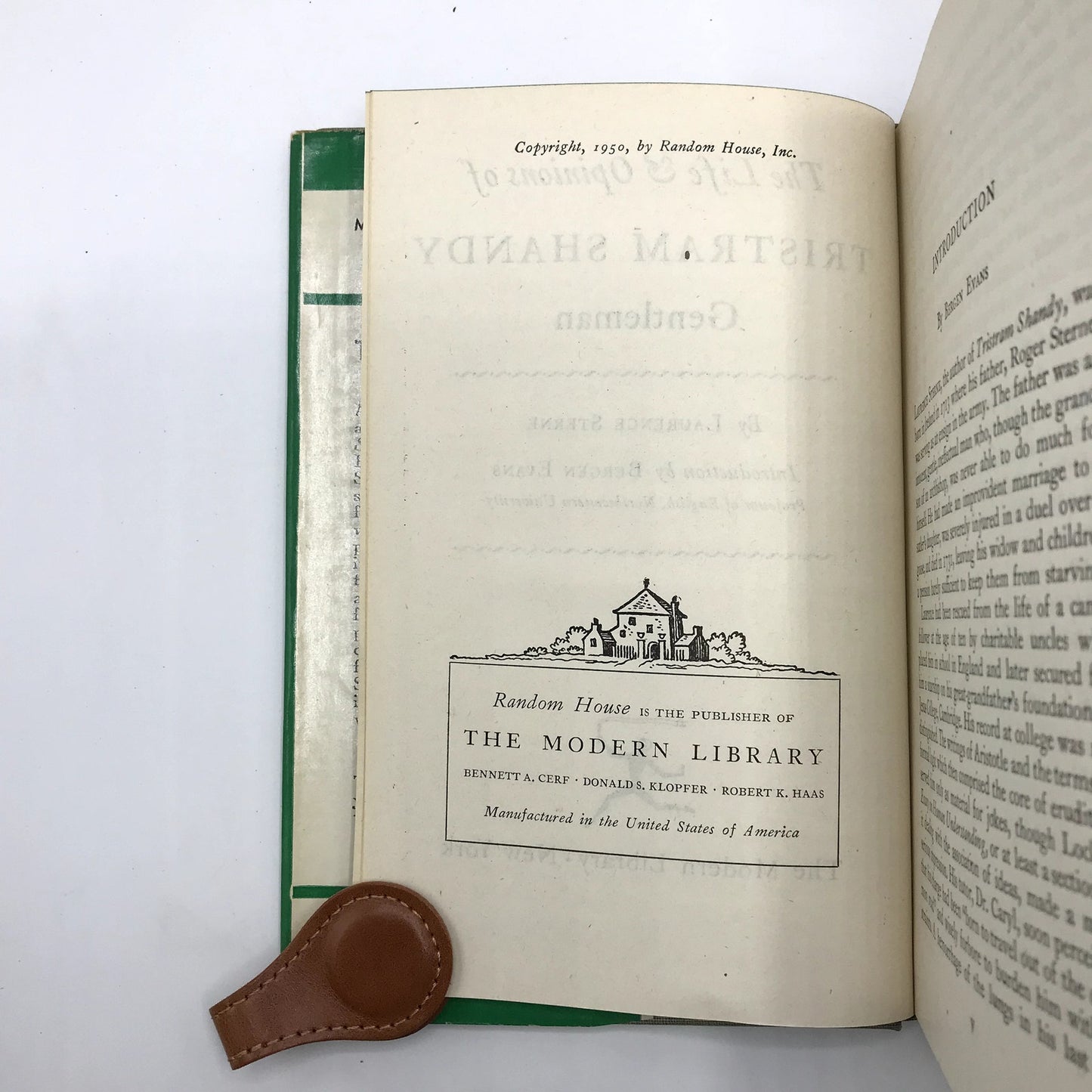 Tristram Shandy Gentleman Hardcover Book by Laurence Sterne 1950 Modern Library