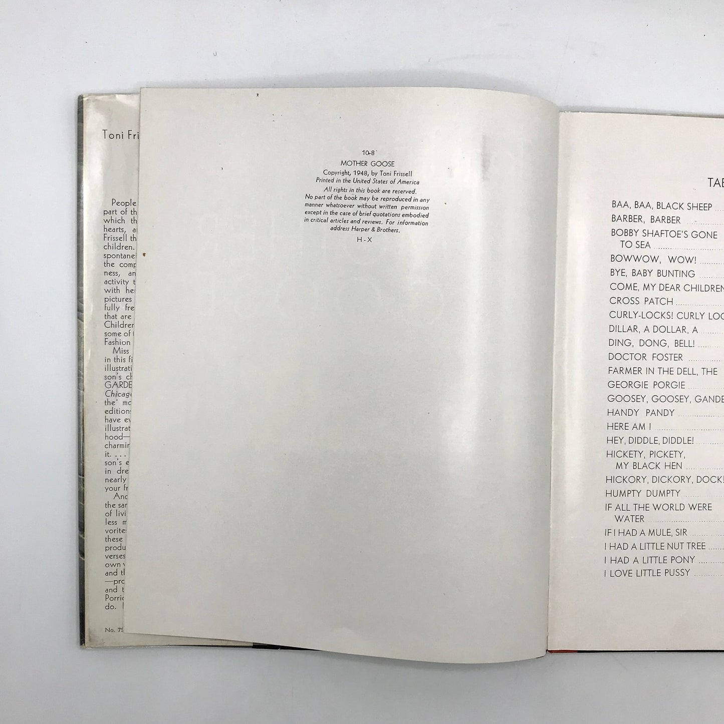 Mother Goose Rare Illustrated Hardcover Book by Toni Frissell First Edition 1948