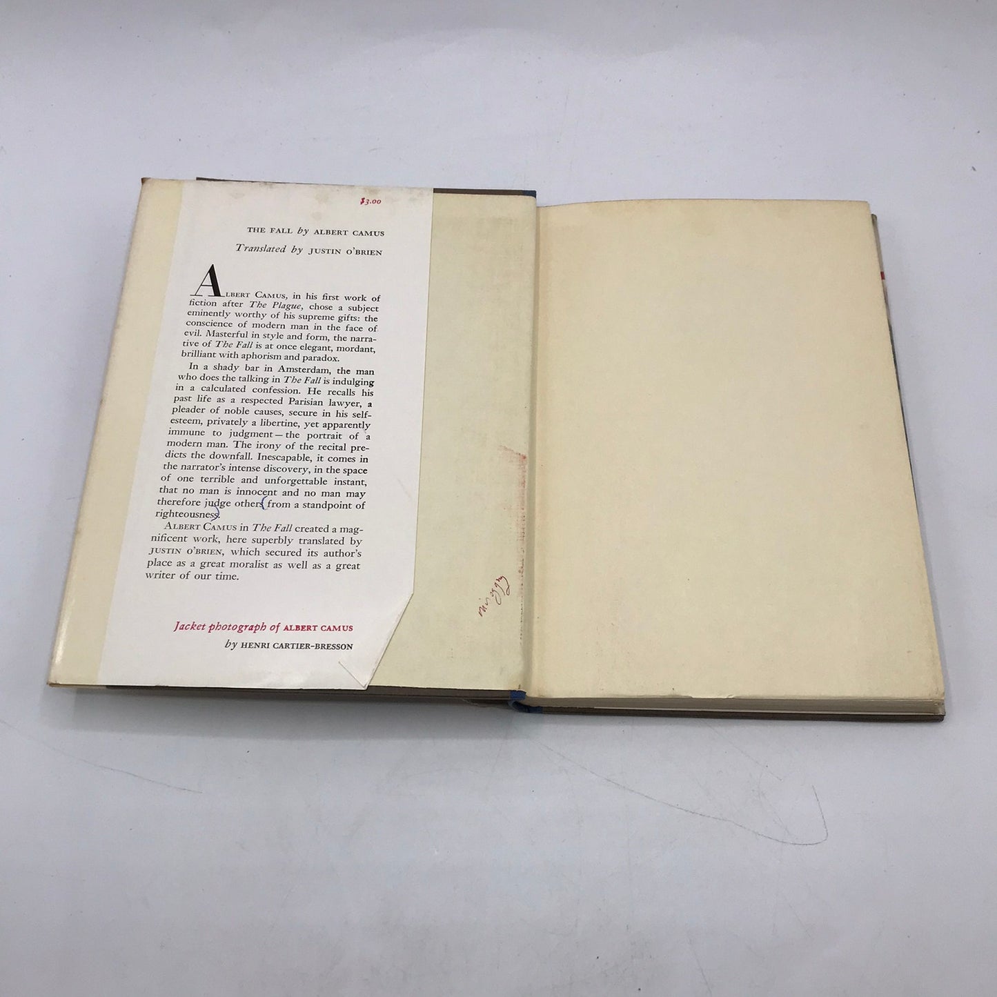 The Fall Hardcover Book Philosophical Novel by Albert Camus 1960 11th Printing