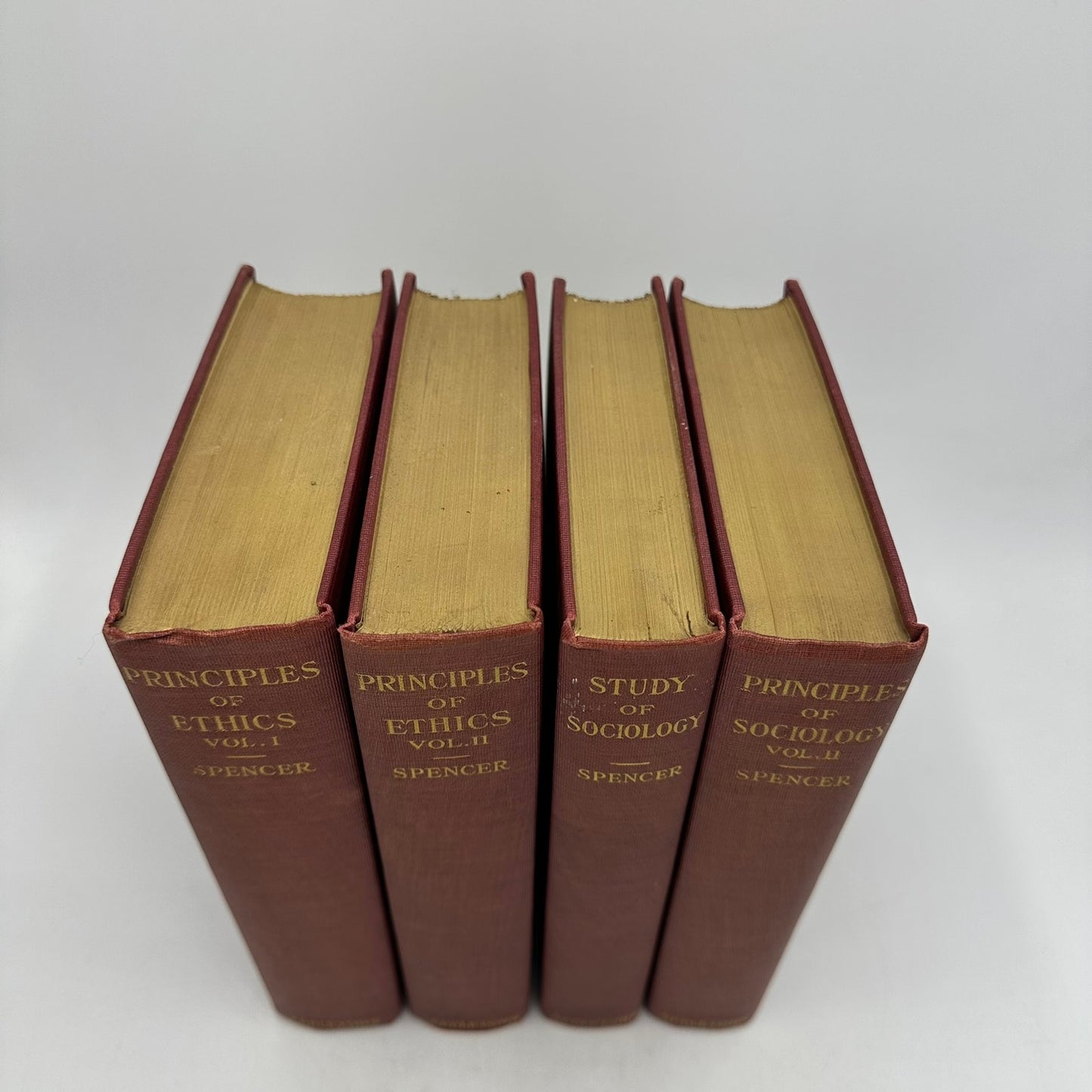 Principles of Ethics & Study of Sociology Volumes I & II Herbert Spencer Lot of 4