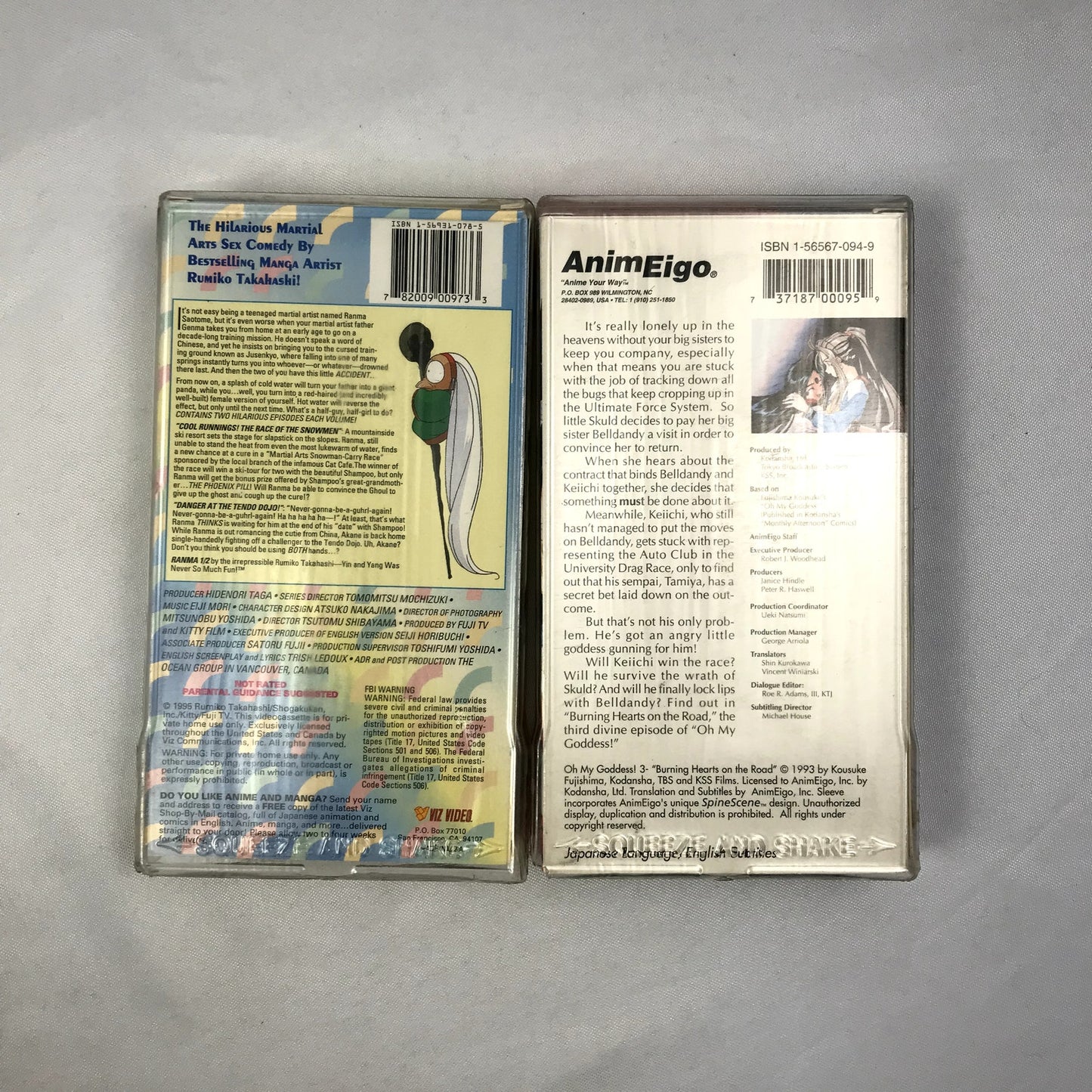 Ranma 1/2 Anything Goes Vol 5 & Oh My Goddess Episode 3 Lot of 2 Anime VHS Tapes