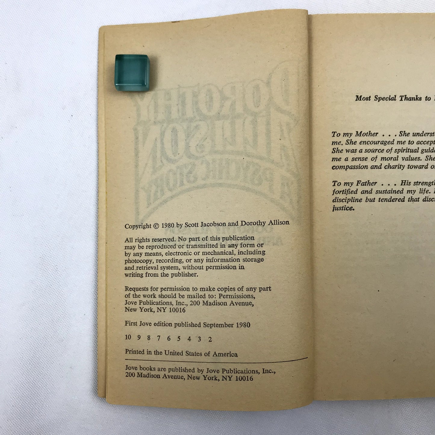 Dorothy Allison: A Psychic Story Book by Dorothy Allison and Scott Jacobson 1980