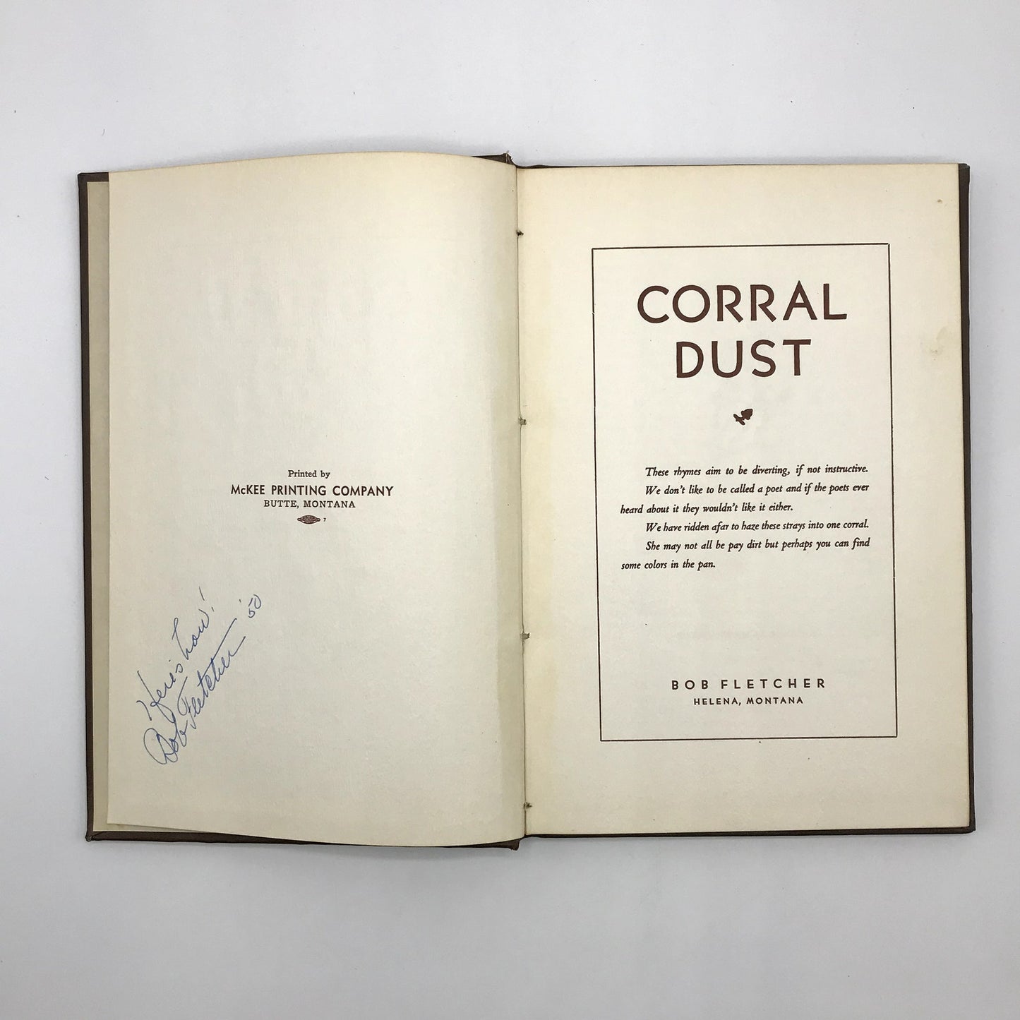 Corral Dust by Robert Fletcher Signed Illustrated Hardcover Western Poetry 1936