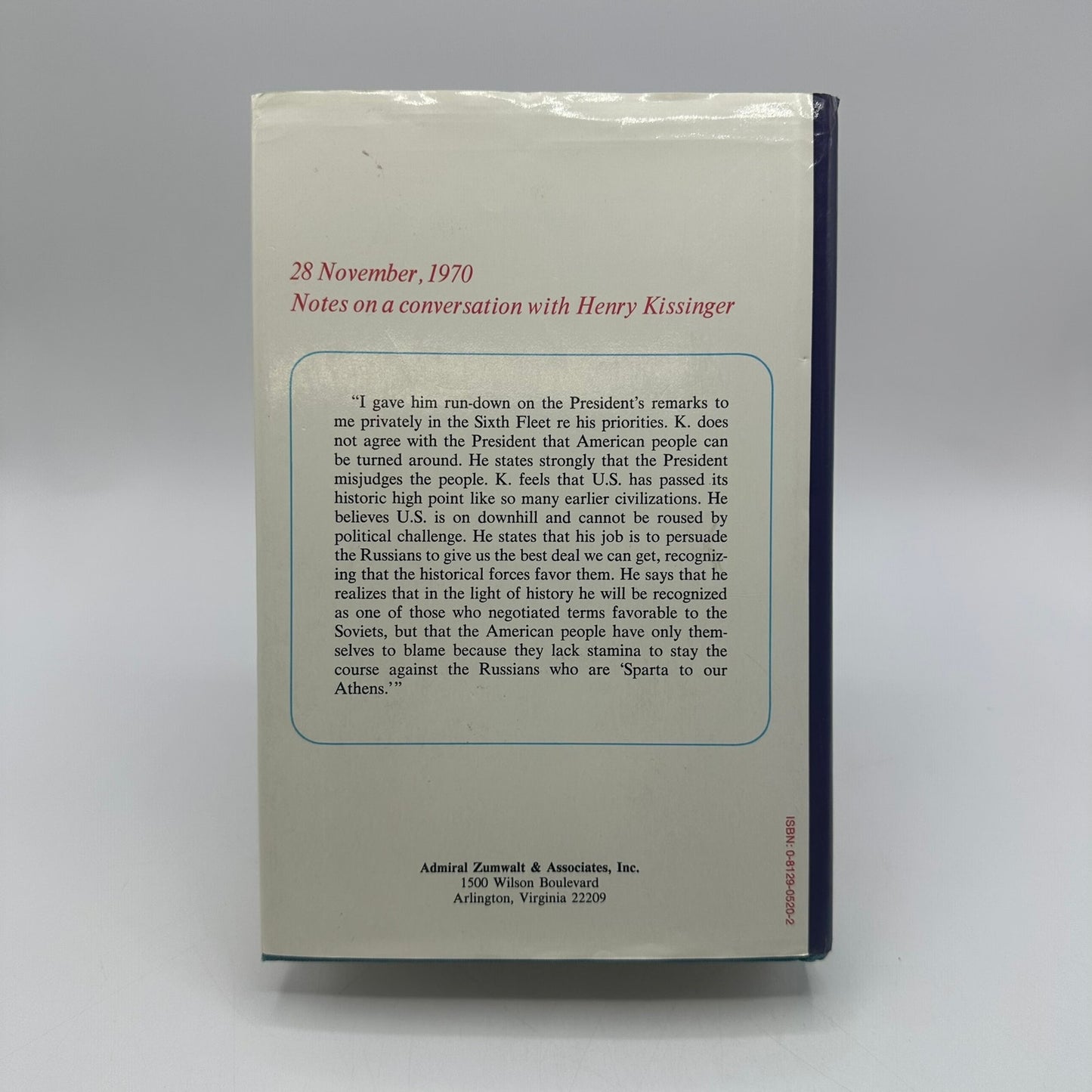 On Watch A Memoir Elmo R Zumwalt SIGNED Autobiography US Navy Military Policy