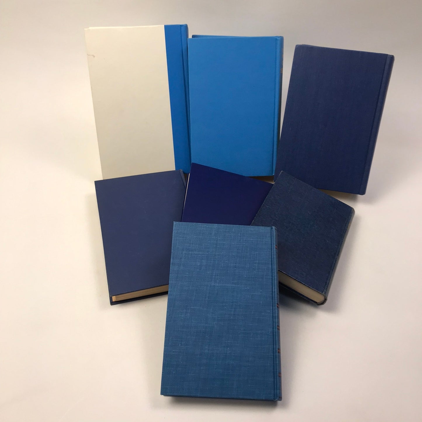 Blue Navy Book Stack Set of 7 Decorative Bookshelf Display Interior Design Prop
