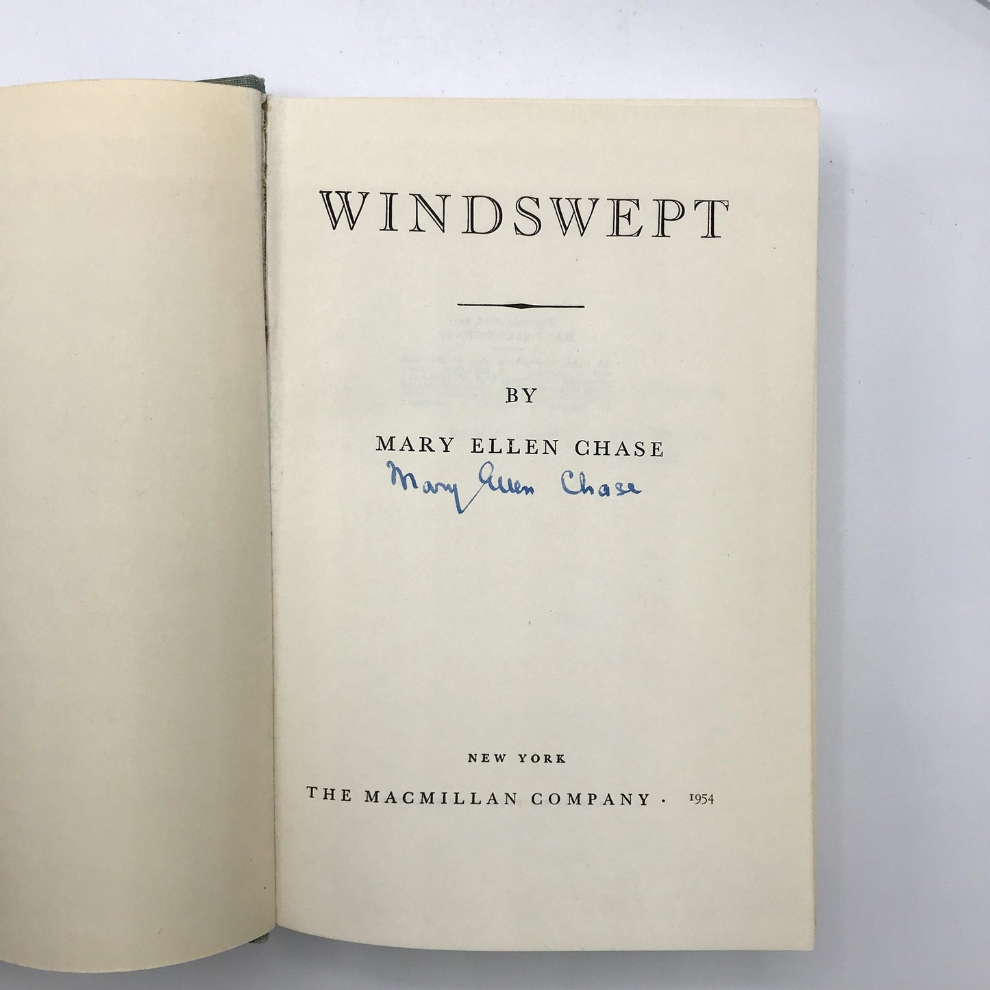 Windswept Signed Hardcover Book Historical Novel by Mary Ellen Chase 1954