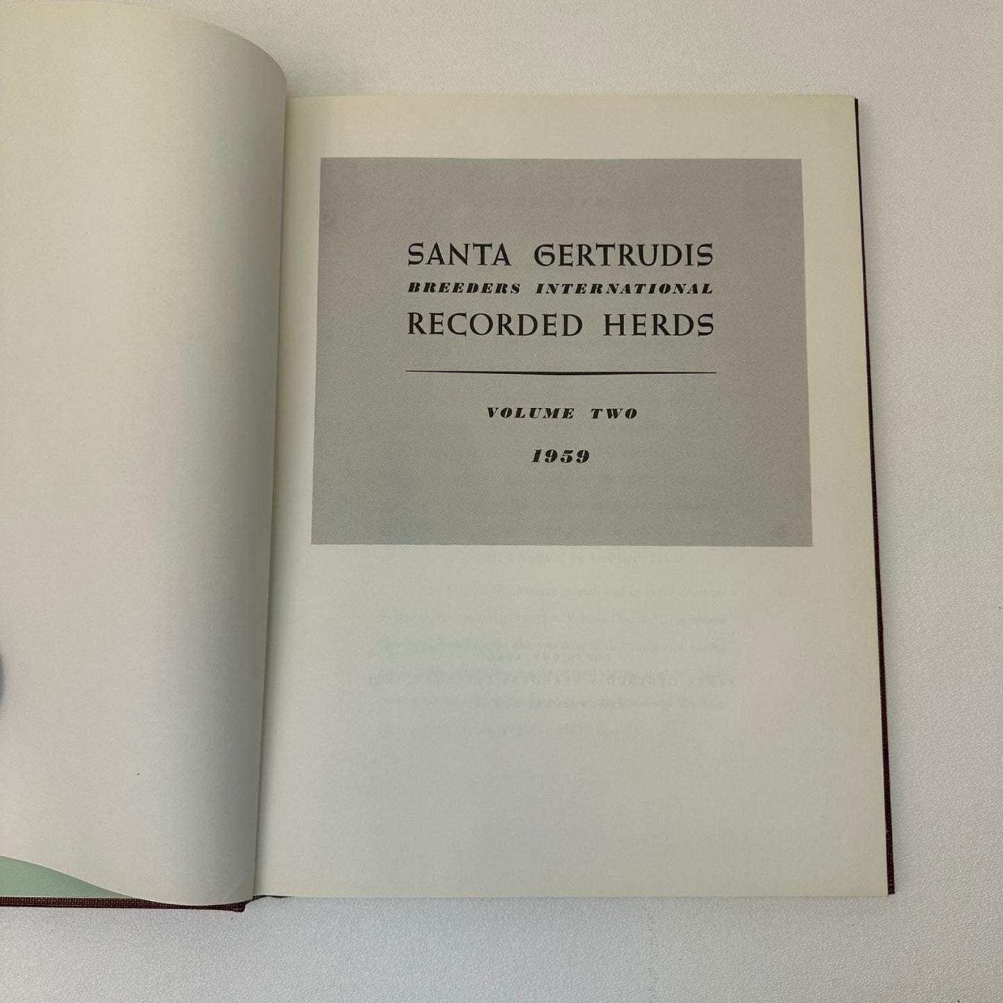 Santa Gertrudis Recorded Herds Vol 1 & 2 1953 1959 Cattle Breeding History