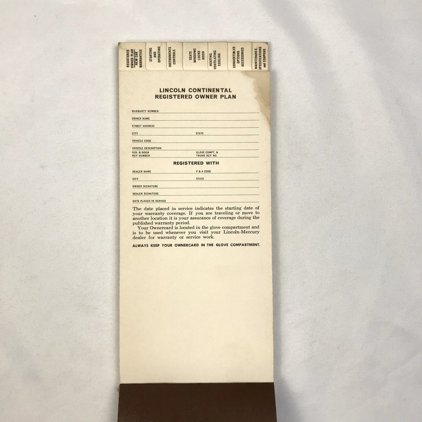 1966 Lincoln Continental Original Owner's Manual User Guide Starting & Operating