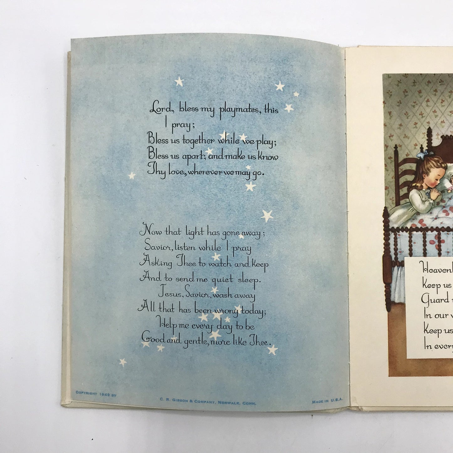 Prayers for Children First Edition Illustrated Hardcover Book 1949 C.R. Gibson