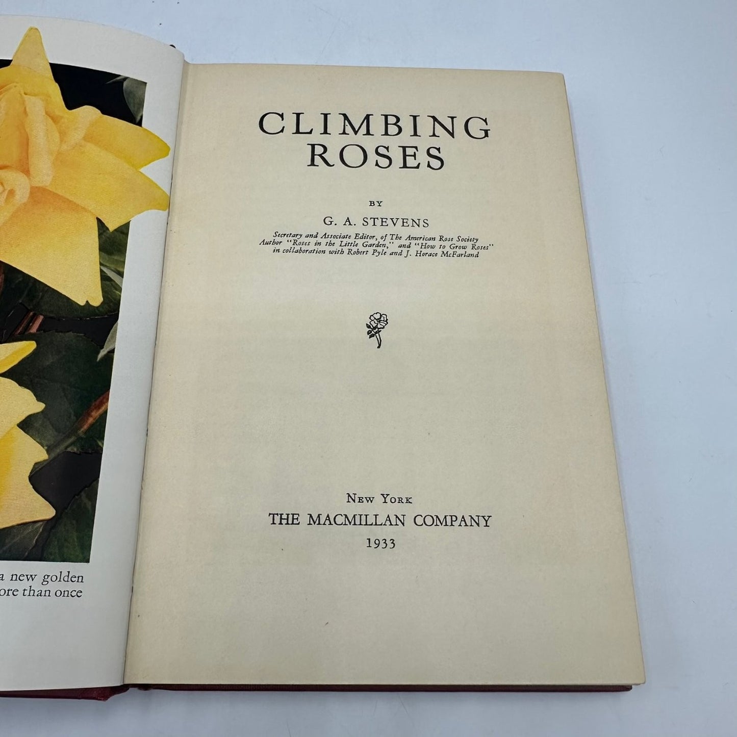 Climbing Roses G.A. Stevens 1933 First Edition Illustrated Macmillan Gardening