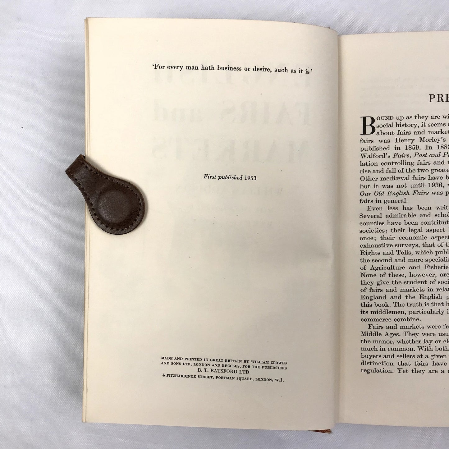 English Fairs and Markets Book William Addison Illustrated Barbara Jones 1953