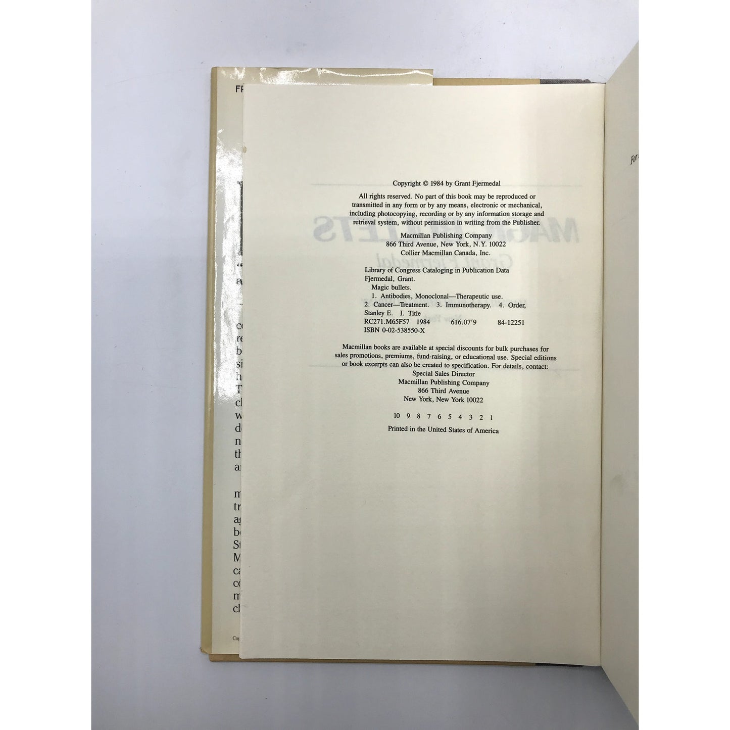 Magic Bullets Signed & Inscribed Hardcover Scientific Book Grant Fjermedal 1984