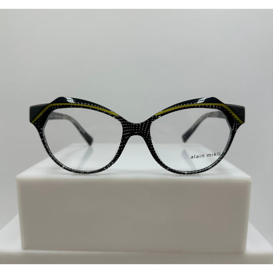 Alain Mikli A03153 002 Black Crystal Yellow Noir Womens Eyeglass Frame 53-16-140