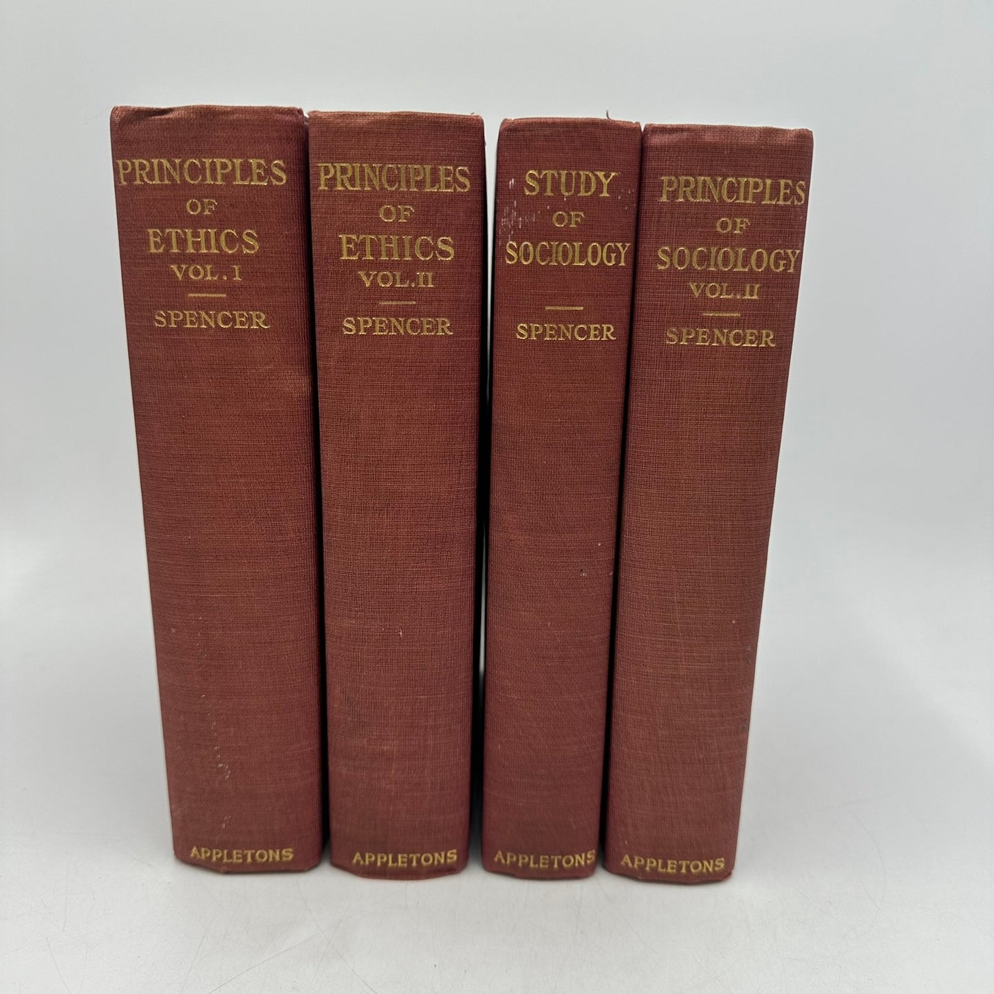 Principles of Ethics & Study of Sociology Volumes I & II Herbert Spencer Lot of 4