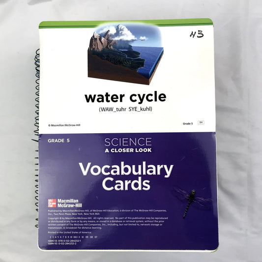 Grade 5  Science: A Closer Look Vocabulary Cards, Teacher & Student Editions