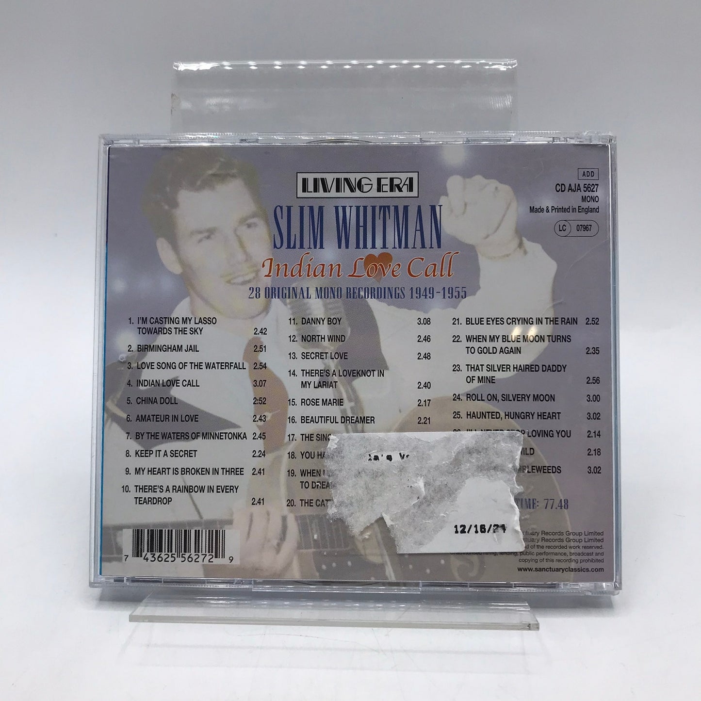 Slim Whitman Indian Love Call Compilation 28 Original Mono Recordings Album