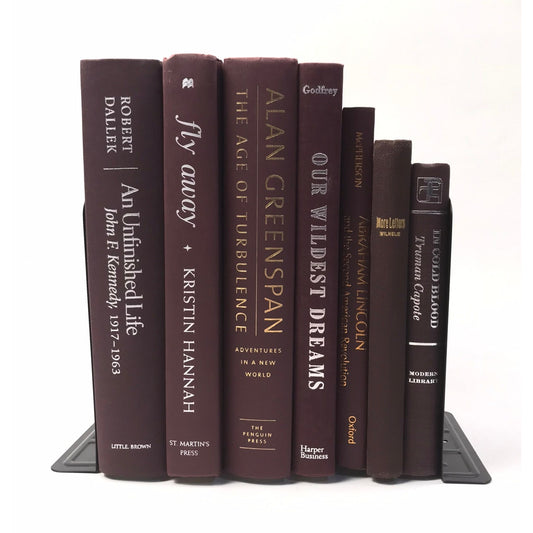 Burgundy Book Stack Set of 7 Decorative Bookshelf Display Interior Design Props