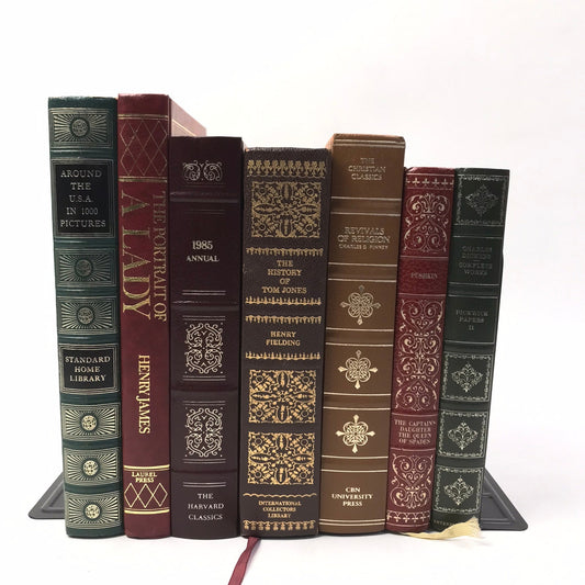 Gilded Book Stack Set of 7 Decorative Bookshelf Display Interior Design Staging