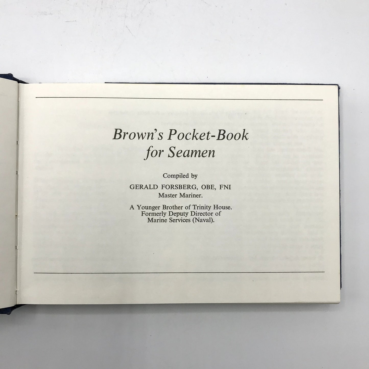 Brown's Pocket Book for Seamen Hardcover by Gerald Forsberg First Edition 1981