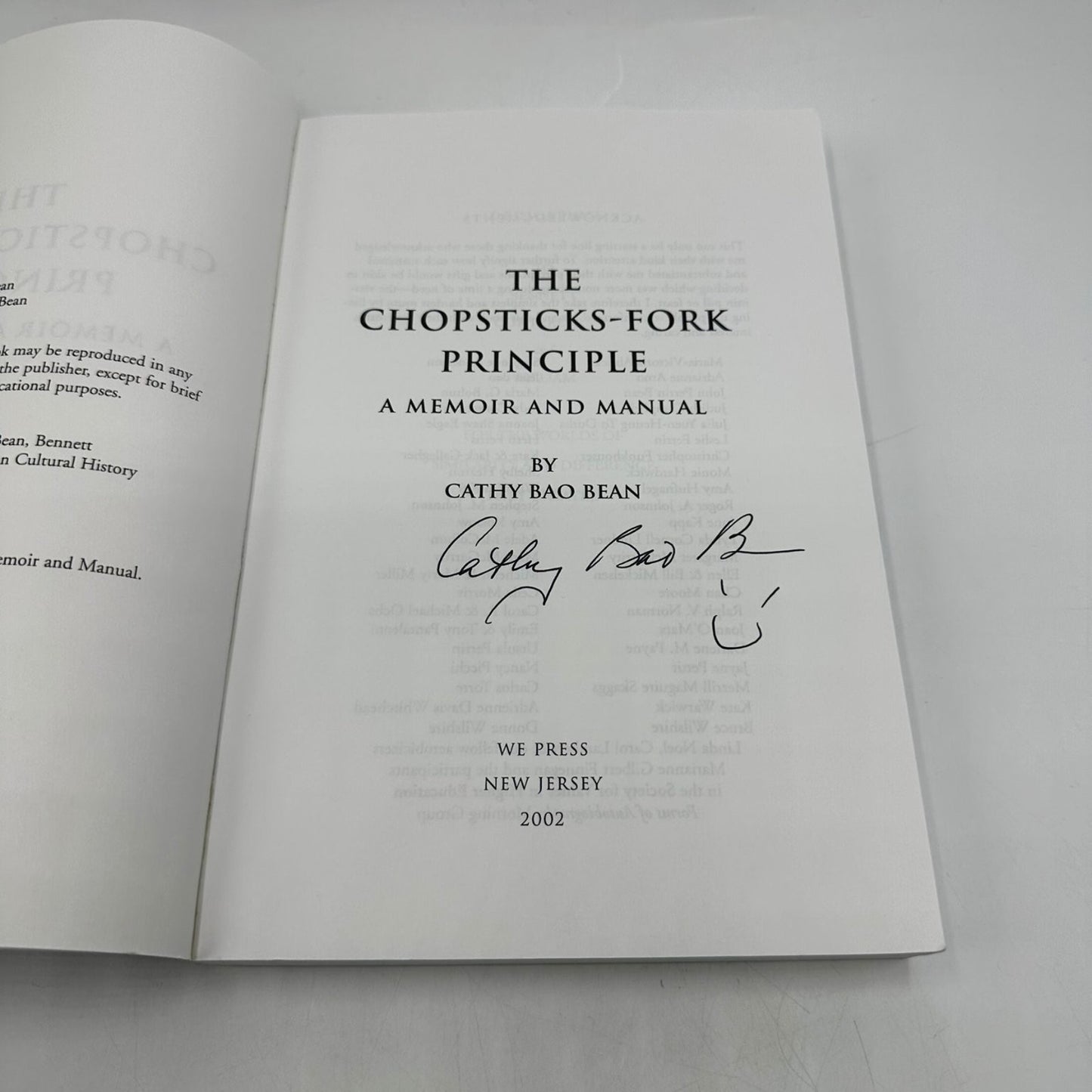 Chopsticks-Fork Principle Cathy Bao Bean 2003 Signed 2nd Ed Memoir Manual WE