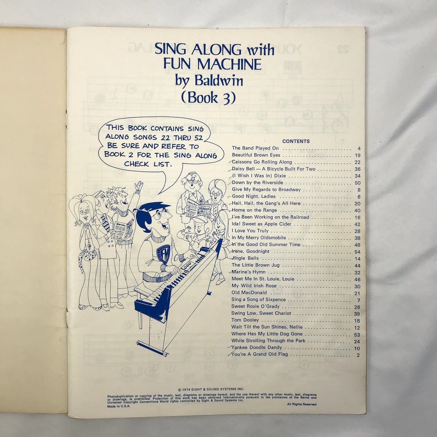 Sing Along with Fun Machine Book 3 by Baldwin Organ, Piano Sheet Music 1974