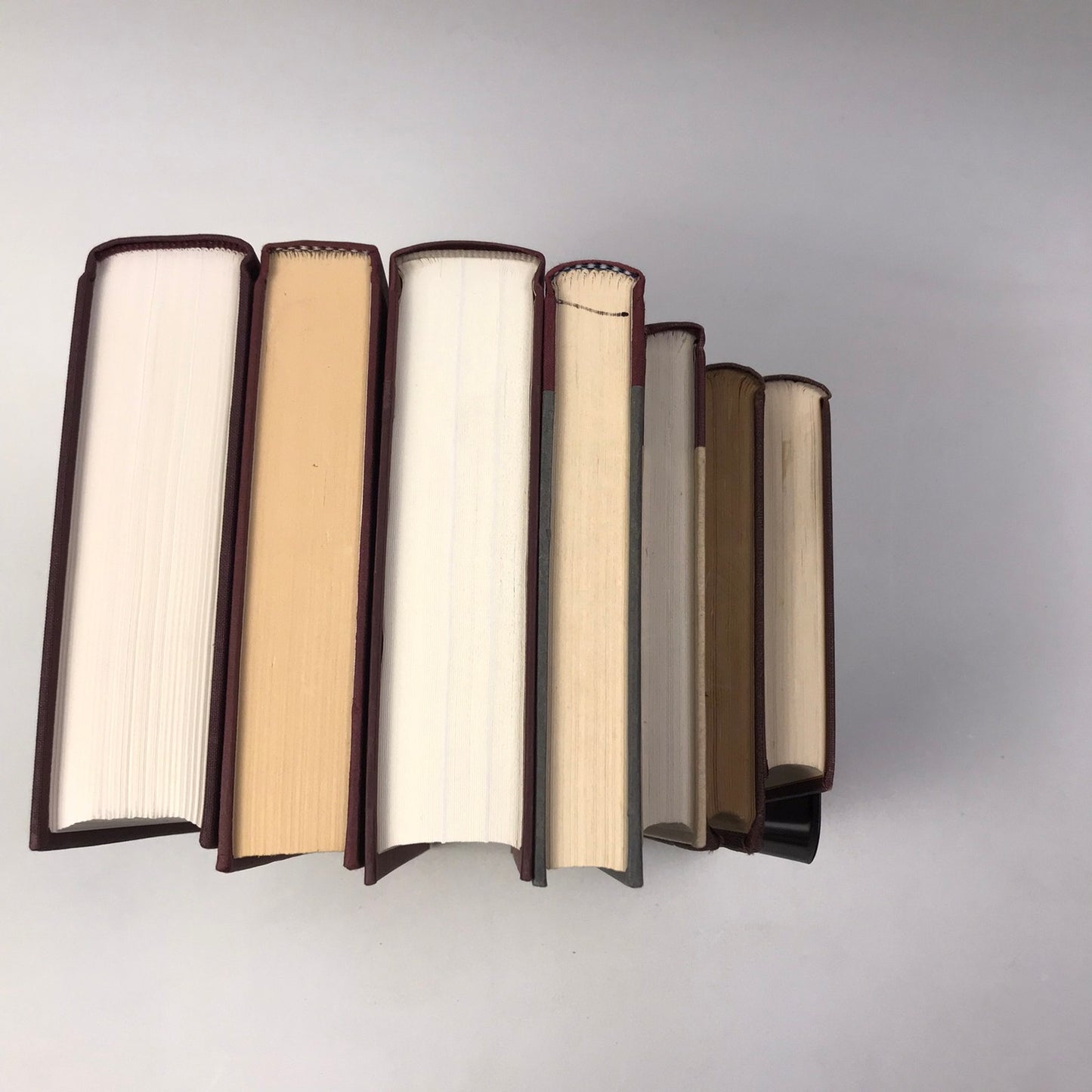 Burgundy Book Stack Set of 7 Decorative Bookshelf Display Interior Design Props