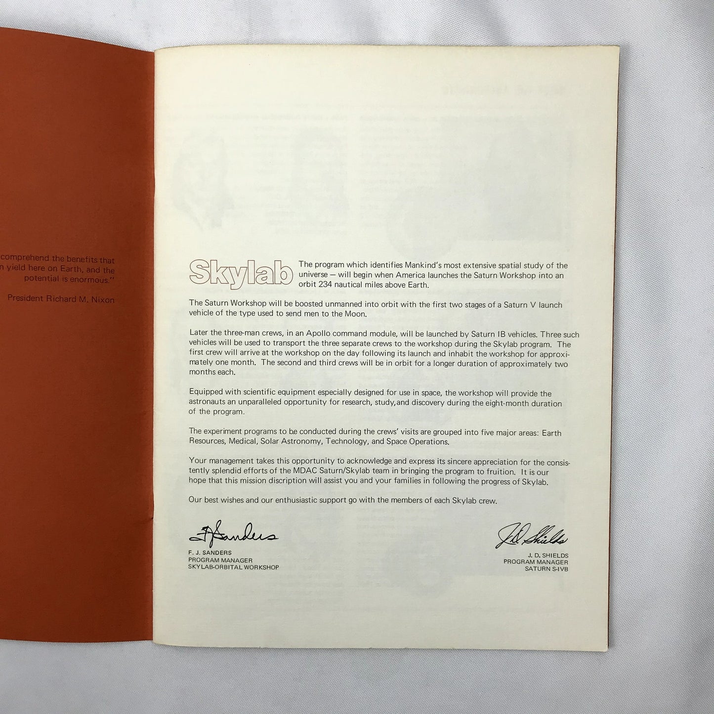 Skylab Brochure Astronomy Astronautics Life Sciences Solar Physics Observation