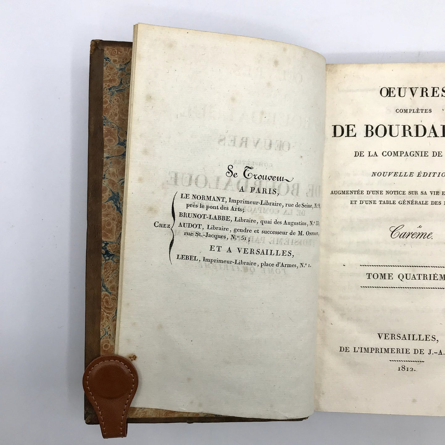 Oeuvres Complétes de Bourdaloue Carême Tome 4 Hardcover Nouvelle Edition 1812