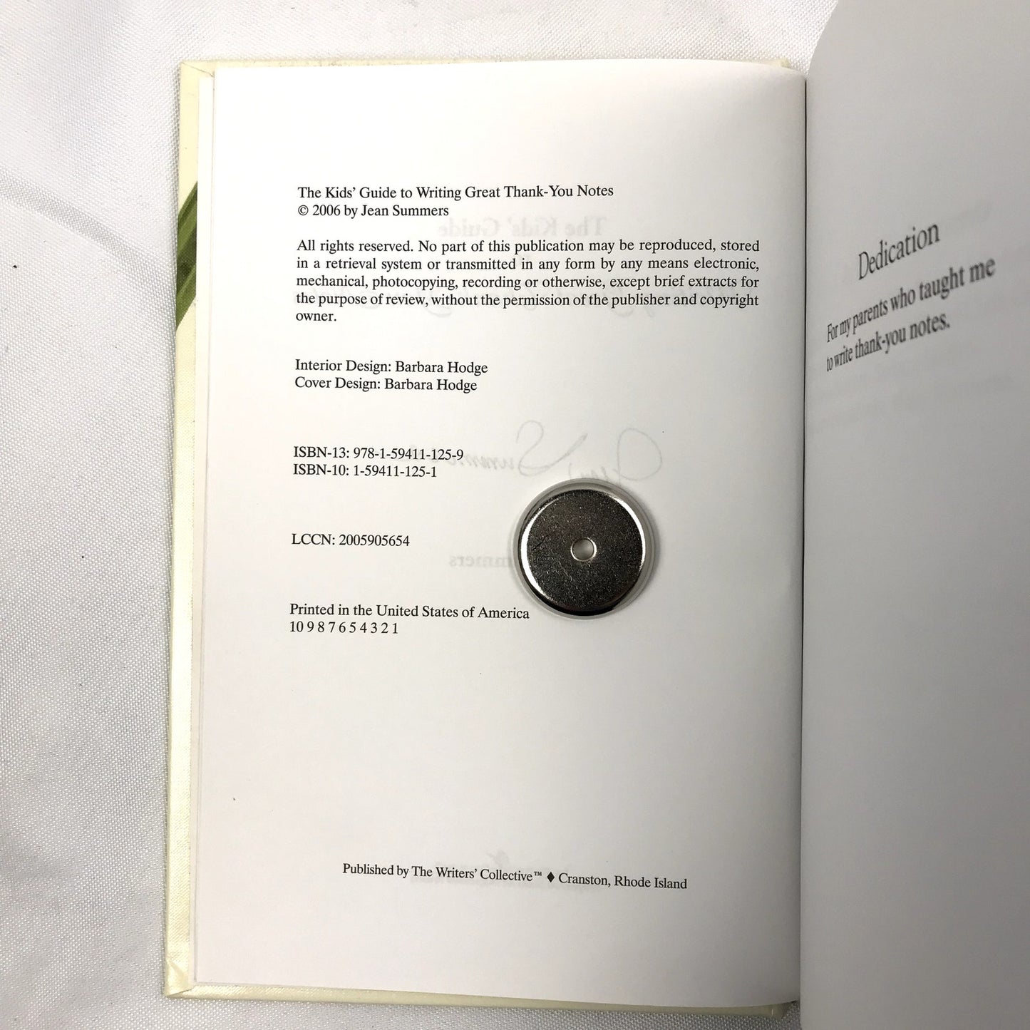 The Kids' Guide to Writing Great Thank-You Notes Signed Book by Jean Summers