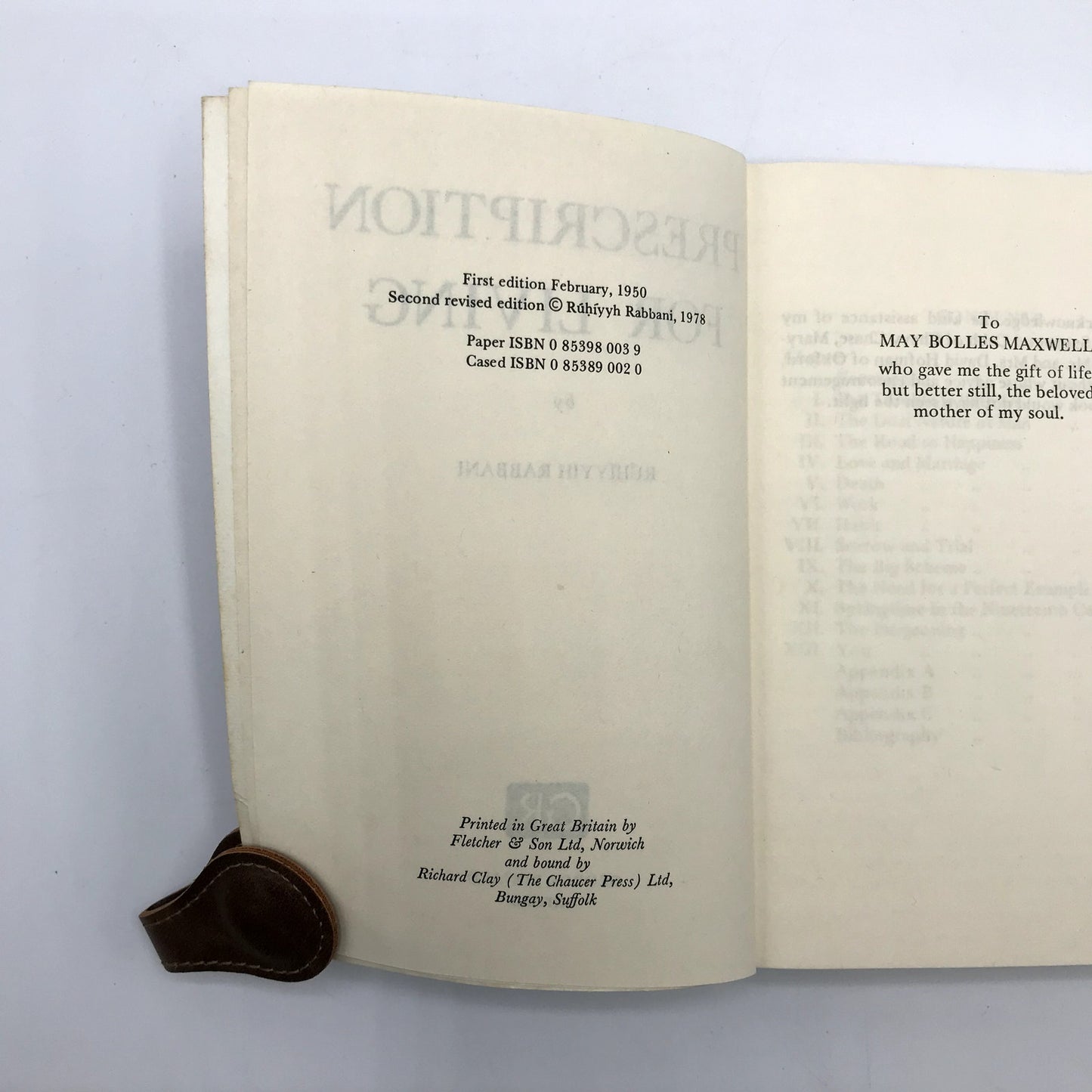 Prescription For Living Paperback Book by Ruhiyyih Rabbani Revised Edition 1978