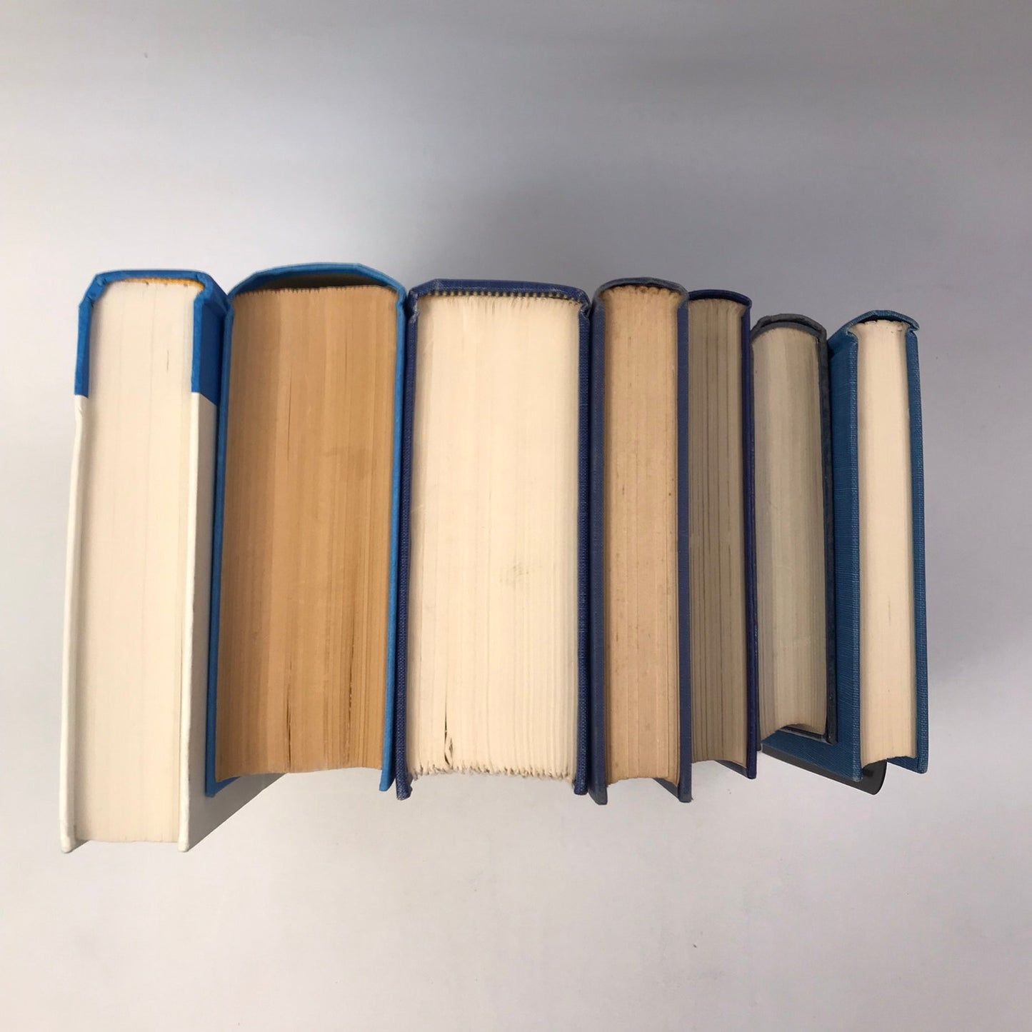 Blue Navy Book Stack Set of 7 Decorative Bookshelf Display Interior Design Prop
