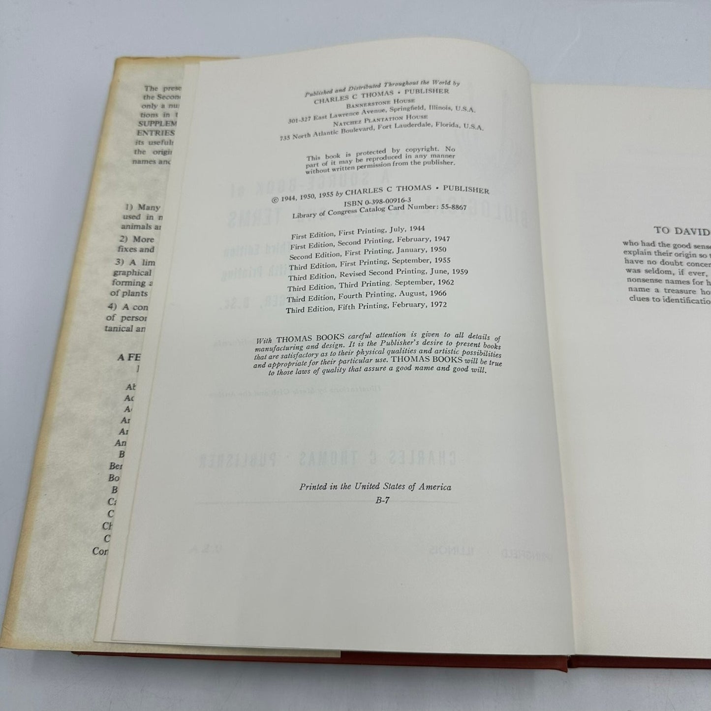Jaeger's A Source-Book of Biological Names & Terms 1972 3rd Ed 5th Ptg Biology