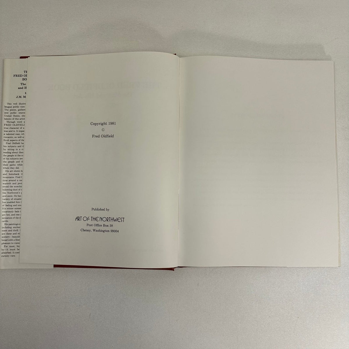 Fred Oldfield Book J.M. Moynahan 1981 SIGNED Art of the Northwest Western Art