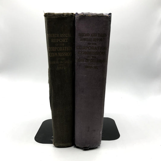 Oklahoma Corporation Commission Reports 1909-11 Lot of 2 Rare Hardcover Books
