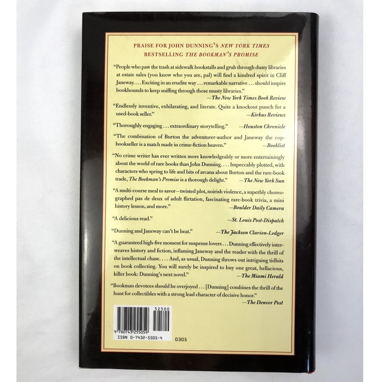 The Sign of the Book John Dunning SIGNED A Cliff Janeway Bookman Novel 2005